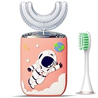 Ultrasonic Kids Electric Toothbrush with 2 Brush Heads 6 Modes U-Toothbrush IPX7 Waterproof Automatic Tooth Brush for 2-7 Years Old Baby Toddler Birthday Gift (Pink)
