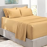 Hearth & Harbor Extra Deep Pocket King Size Sheets Sets - Fits Mattress 18-24 Inches Deep - Extra Deep Pocket Sheets - 6 Piece King Size Sheets - King Sheets Deep Pocket - Camel Sheets