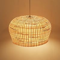 Japanese-Style Hand Woven Bamboo Lantern Pendant Lights,Wicker Kitchen Lighting Fixtures,Rattan Ceiling Light Fixture,Adjustable Bamboo Hanging Lamp