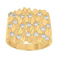 10k Yellow Gold Mens CZ Cubic Zirconia Simulated Diamond Nugget Fashion Ring Jewelry for Men
