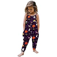 Cute Girl Outfits Toddler Girls Baby Kids Cartoon Halloween Pumpkin Jumpsuit Strap Romper Girls Hot (Purple, 1-2 Years)