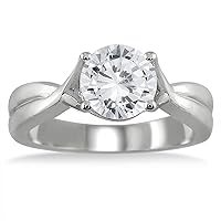 AGS Certified 1 Carat Diamond Solitaire Ring in 14K White Gold (H-I Color, I1-I2 Clarity)