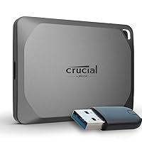 Crucial X9 Pro 4TB Portable SSD with USB-A Adapter - Read/Write speeds up to 1050MB/s - PC and Mac, with Mylio Photos+ - USB-C 3.2, USB-C External Solid State Drive - CT4000X9PROSSD902