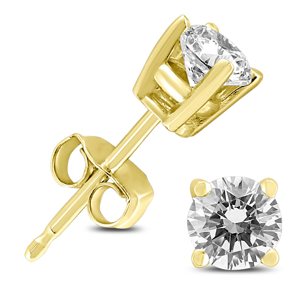 1/2 Carat TW Round Diamond Solitaire Stud Earrings in 14K Yellow or White Gold