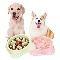 2PCS Slow Feeder Dog Bowls Small Dog, Non-Slip Puzzle Dog Bowl Slow Eating, Interactive Bloat Stop Dog Bowls, Anti-Gulping Pet Slower Food Feeding Dishes for Small and Medium Dogs(Green+Pink)