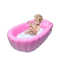 Inflatable Tub, Portable Tub, Non-Slip Tub, Tub Seat, Built-in Air Pump Foldable Shower Tray Travel Tub (Pink)