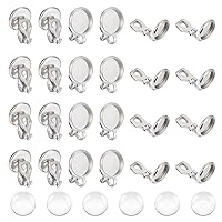 UNICRAFTALE 50 Sets Blank Dome Clip-on Earring Making Kit Stainless Steel Clip-on Earring Settings with Cabochons Earring Cabochon Settings Clip-on Earring Blanks for Jewelry Making