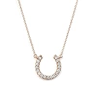 14k Gold 1/3CT Diamond Horseshoe Pendant Necklace for Women (I-J, I2)