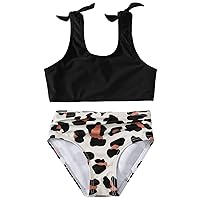 Toddler Girls Swimsuit Bowknot Swimwear Kids Two Piece Bathing Suits Bikini Set for Girls 2-8 Years