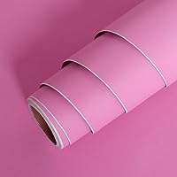 LACHEERY Pink Peel and Stick Wallpaper Solid Pink Wallpaper Textured Pure Pink Contact Paper for Girls Kids Bedroom Princess Room Nursery Accent Walls Removable Self Adhesive Wall Coverings 12
