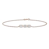 10k Gold 5/8CT TDW Diamond Tri-Stone Tennis Link Chain Bracelet for Women (I-J, I2)