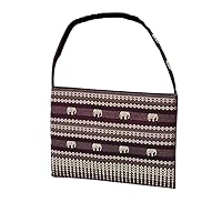 Zip Closure Small Hilltribe Square Silk Handbag 10inch x 7inch