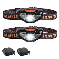 COSOOS 2 LED Headlamps Flashlights with Portable Cases, 1.6oz Mini Bright Running Headlamp, Waterproof Head Lamps, Small Headlights for Adults, Kids, Camping, Hiking, Night Reading (NO AA Battery)