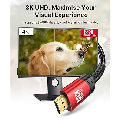 Mua JSAUX 8K HDMI Cable 2 Pack 3ft, 48Gbps High Speed HDMI 2.1 Braided HDMI  Cord, 4K 120Hz 144Hz, 8K 60Hz, Dynamic HDR, DTS:X, 2K, 1080P, 3D, eARC  Compatible for Laptop UHD