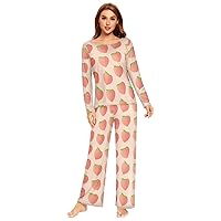 ALAZA Women's Bright Abstract Peach Two Piece Pajamas Set
