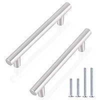 Gobrico 30 Pack Satin Nickel Cabinet Handles/Stainless Steel Brushed Nickel T Bar Drawer Pulls for Kitchen Hardware/3-3/4 Inch (96mm) Hole Centers