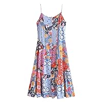 Vintage Chic Spaghetti Strap Floral Print Boho Strappy MIDI Dress Dresses Bohemian Style Beachwear Dresses