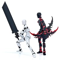 (Assembly Completed) 3D Printed Action Figure，T13 Robot Action Figure, T13 Collectible Action Figure Articulated, for Collectors Desktop Decorations ((Black Red)+(White Black))