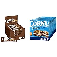 Corny BIG Chocolate Cereal Bar with Peanuts and Chocolate, 24 x 50 g & Cereal Bar Corny Milk Classic, Milk Sandwich with Cereals and Milk Cream, 32 x 30 g