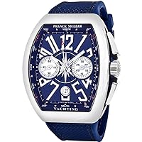 Franck Muller Vanguard Mens Automatic Date Chronograph Blue Face Blue Rubber Strap Watch V 45 CC DT Yachting AC.BL