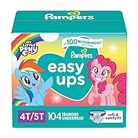 Pampers Easy Ups Girls & Boys Potty Training Pants - Size 4T-5T, One Month Supply (104 Count), My Little Pony Training Underwear, colors/Packaging may vary