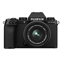 Fujifilm X-S10 Mirrorless Digital Camera, Black, with XC15-45mmF3.5-5.6 PZ Optical Image Stabiliser Lens