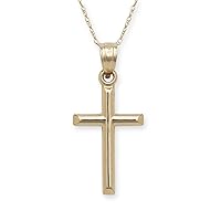 JewelryWeb Solid 14k Yellow or White Gold Small Polished Cross Pendant Necklace (16', 18