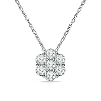 VVS1 Near White Round Moissanite Silver Plated Pendant for Women.