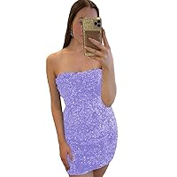 Sequins Strapless Short Homecoming Party Dress 2022 Velvet Glitter Mini Prom Cocktail Gown