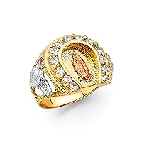 14k Yellow Gold White Gold and Rose Gold CZ Cubic Zirconia Simulated Diamond Mens Ring Size 10 Jewelry for Men