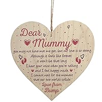 Baby Gift Bump Sign Mummy to Be Plaque 4 x 4 inch Wood Hanging Home Decor…