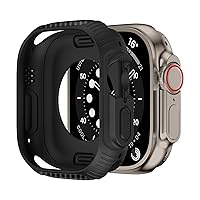 Soft TPU Bumper for Apple Watch Ultra Case 49mm Protector Sport Soft TPU Frame for IWatch Ultra 49mm Protector (Color : Black, Size : Ultra 49mm)