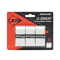 Dunlop Sports U-Sweat Tennis/Squash/Badminton/Padel OVERGRIP (3-Pack, 12-Pack, 30-Pack Roll) (Black & White Colors) (Super Absorbent, Moisture Wicking Construction, Comfortable, Cushioned Surface)