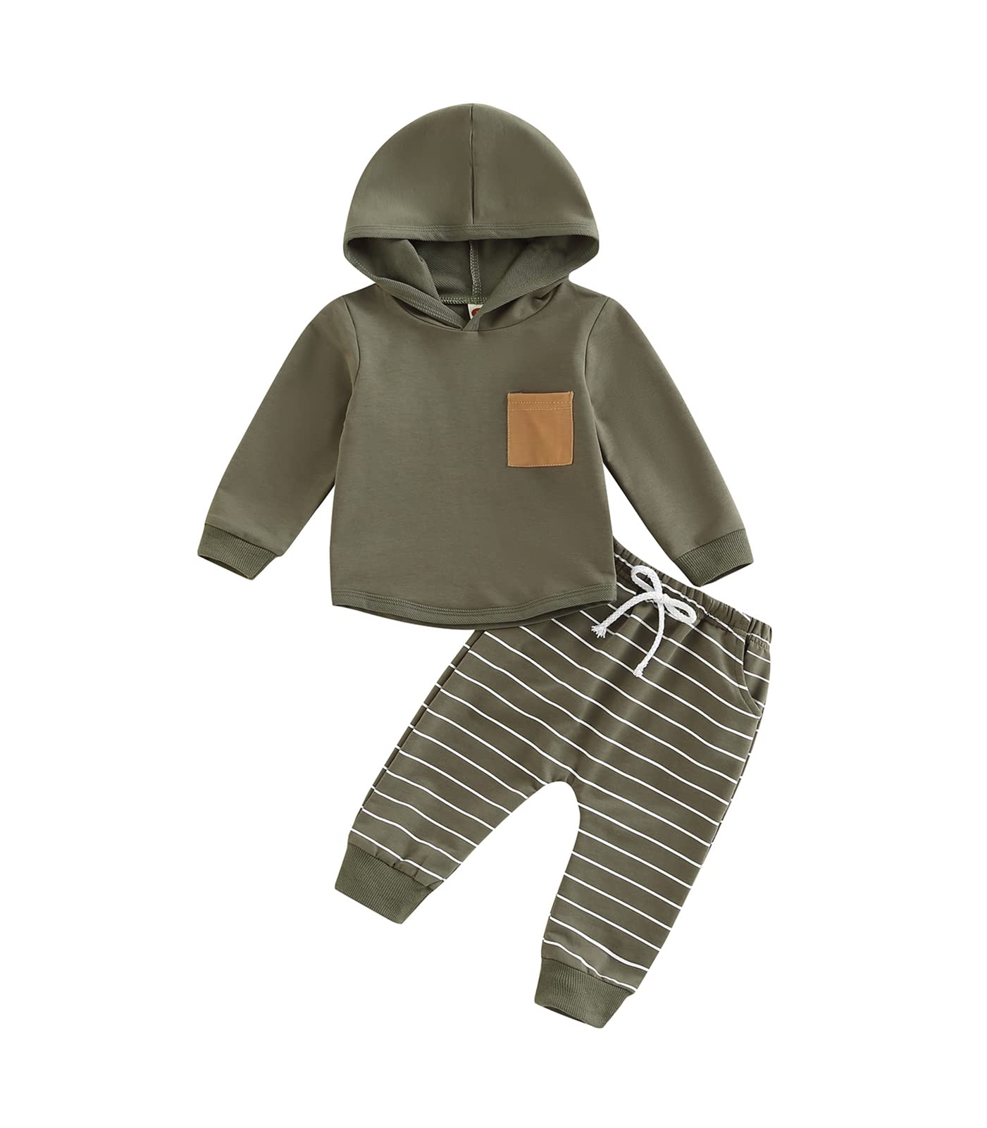 Baby Boys Clothes 3 6 9 12 18 24M 3T Pants Set Hooded Patchwork Hoodie Striped Sweatpants Fall Winter Outfit