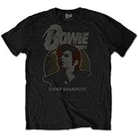 David Bowie Men's 1972 World Tour Vintage Ziggy Tee Shirts