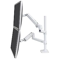 Ergotron – LX Vertical Stacking Dual Monitor Arm, VESA Desk Mount – for 2 Monitors Up to 40 Inches, 7 to 22 lbs Each – Tall Pole, White Ergotron – LX Vertical Stacking Dual Monitor Arm, VESA Desk Mount – for 2 Monitors Up to 40 Inches, 7 to 22 lbs Each – Tall Pole, White