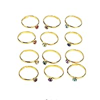 Girls Kids Children's Crystal Birthstone Ring Jewelry Set-Choose Month Get 3 Crystal Adjustable Rings Boxed