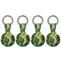 Green and Yellow Camouflage Cute Silicone Case for Airtags Holder with Keychain Protective Cover for Pet Tracking Bags Luggage