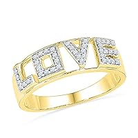 The Diamond Deal 10kt Yellow Gold Womens Round Diamond Love Band Ring 1/6 Cttw