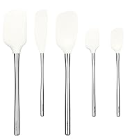 Tovolo 5-Piece Spatula Stainless Steel & Silicone Utensil Set (White): Spatula, Spoonula, Jar Scraper, Mini Spatula, and Mini Spoonula
