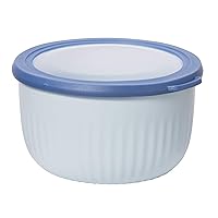 Oggi Prep, Store & Serve Plastic Bowl w/See-Thru Lid- Dishwasher, Microwave & Freezer Safe, (2.6 qt) Blue w/Dk Blue Lid