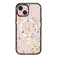 CASETiFY Impact iPhone 15 Case [4X Military Grade Drop Tested / 8.2ft Drop Protection/Compatible with Magsafe] - Flower Print - Dreamy Floral Pattern - Clear Black