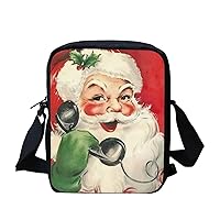 BIGCARJOB Xmas Gifts Crossbody Totebags for Womens Girls,Funny Christmas Santa Claus Print Mini Messenger Bags Zipper Wallet Boys Girls Cute Purse Sling Shooulder Handbags