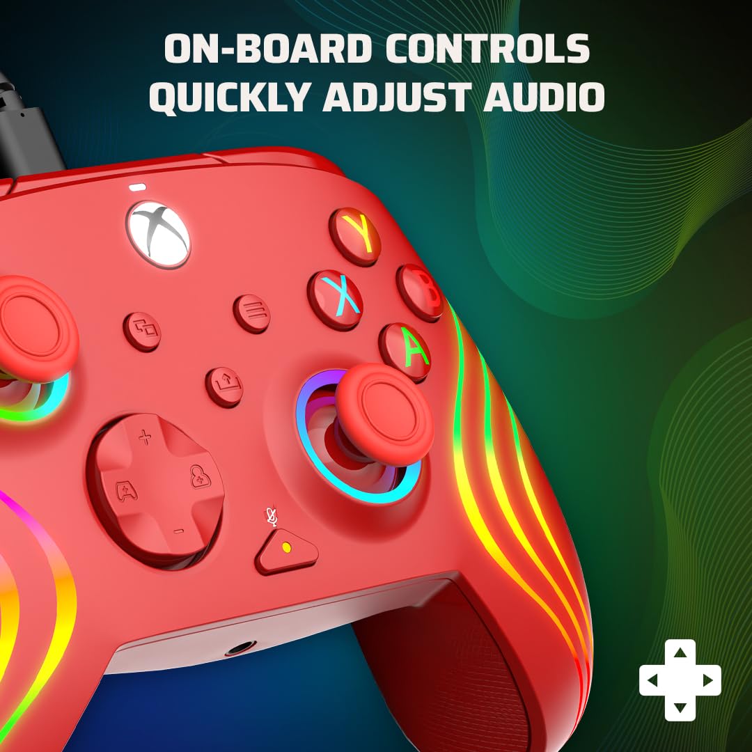 PDP Afterglow™ Wave Wired Controller: Red For Xbox Series X|S, Xbox One & Windows 10/11