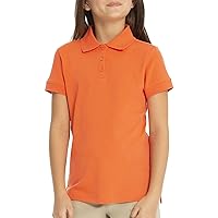 Classroom School Uniforms girls Feminine Fit Polo Shirt, Orange, Small US
