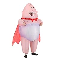Inflatable Captain Underpants Adult Halloween Costume, Hilarious Bald Superhero, Cape and Underwear