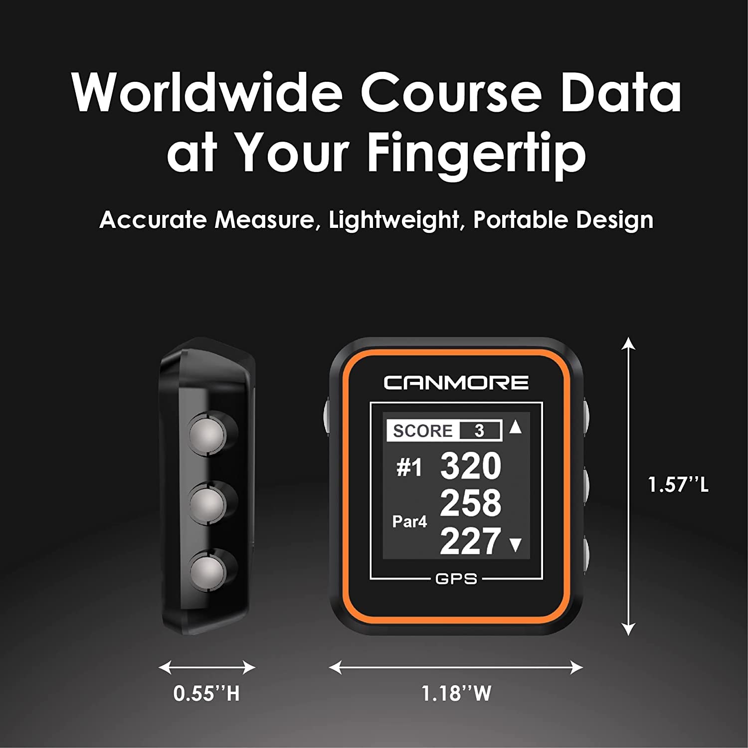 CANMORE H300 Handheld GPS Golf Device, Shot Distance Yardage Measuring, 40000+ Free Worldwide Preloaded Courses, Lightweight Golf Accessory for Golfers, Powerful Magnetic Clip for Golf Cart, Orange