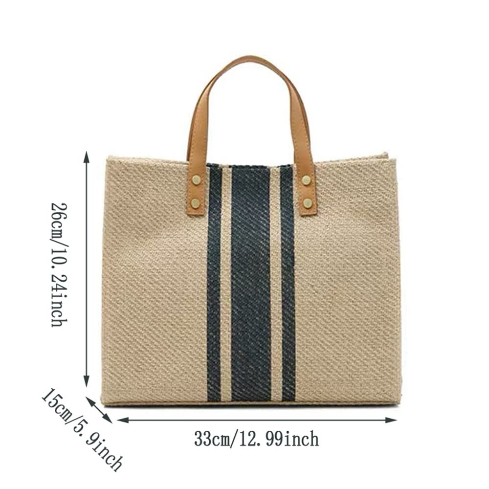 FORTEXO Fashion Women Handbags Female Purses Portable Briefcase OL Commuter Canvas Striped Tote Bag Top Handle Satchel Shoulder Bags