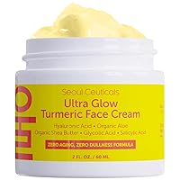 Korean Skin Care Turmeric Cream – Korean Face Moisturizer for Dull Dry Skin Korean Beauty Skincare – Salicylic Acid Cream + Hyaluronic Acid Cream + Glycolic Acid Cream – K Beauty for Glowing Skin 2oz