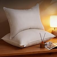 Goose Down Feather Pillows King Size Set of 2 Pack, Luxury Hotel Alternative Collection Bed Pillow for Sleeping Firm Soft Support for Side & Back Sleepers, White, 20x36 Inch